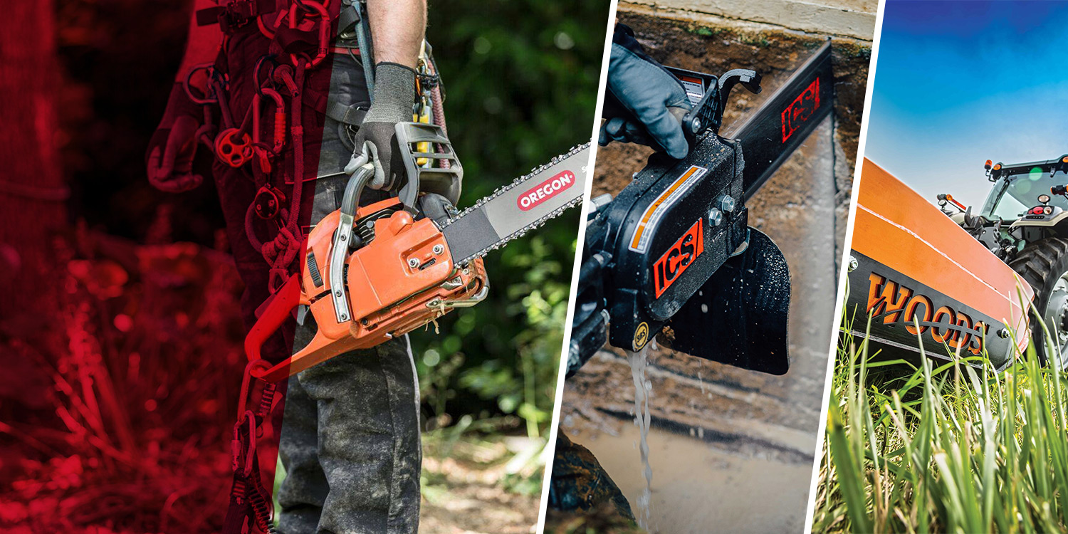 oregon saw chain, ICS saw chain and Woods tractor equipment in use
